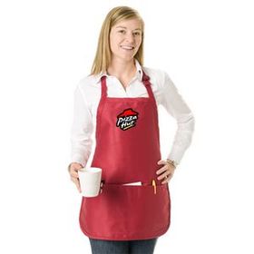 Custom Colored Full/ Medium Length Twill Bib Apron with Pouch - 1 Color (22"x24")
