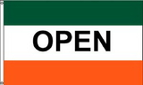 Custom Open Nylon Horizontal Message Flag (Green/White/Orange), 3' W x 5' H