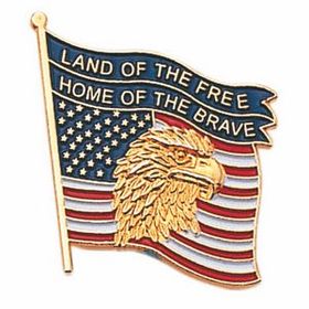 Blank Military Award Lapel Pins (Eagle & American Flag/Land of the Free/Home of the Brave), 7/8" W