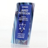 Custom Jasper Fusion Art Glass Award with Peg Easel, 4 1/2