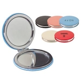 Custom Pu Leather Round Compact Mirror, 2 1/2