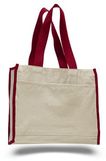 Natural Canvas Bag w/ Contrast Handles & Trim - Blank (14