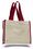 Natural Canvas Bag w/ Contrast Handles & Trim - Blank (14"x12"x5 1/4"), Price/piece