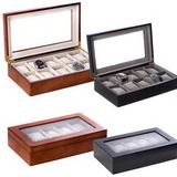Custom 10 Watch Wooden Box with Glass Top, 14.25