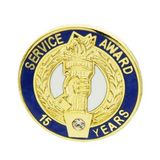 Blank Service Award Lapel Pin (15 Years of Service w/Swarovski Crystal), 3/4