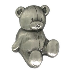 Blank Animal Pin - Teddy Bear Pin, Antique Silver, 5/8" W X 7/8" H
