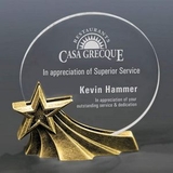 Custom Moon & Star Gold Acrylic Award w/ Stonecast Base, 6