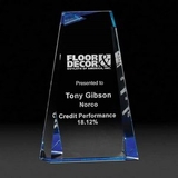 Custom Blue Topaz Acrylic Award w/ Ice Blue Mirrored Reflector (9