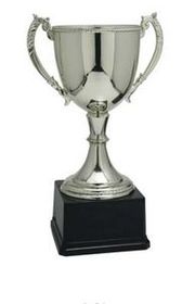 Custom Silver Plated Aluminum Cup Trophy w/ Plastic Base (12 3/4")
