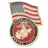 Blank Military Award Pins (U.S. Marine Corps & American Flag), 1 1/8
