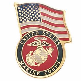 Blank Military Award Pins (U.S. Marine Corps & American Flag), 1 1/8" W