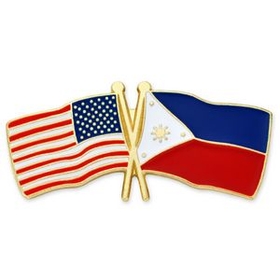 Blank Usa & Philippines Flag Pin, 1 1/8" W X 1/2" H