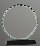 Custom Round Facet Glass Award on Black Base (6