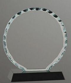 Custom Round Facet Glass Award on Black Base (6")
