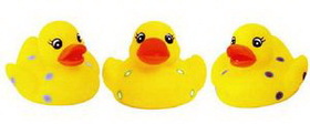 Custom Rubber Dotty The Spotted Duck, 4" L x 3" W x 2 3/4" H