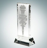Custom Victory Flame Optical Crystal Pate De Verre Award Plaque, 12