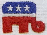 Custom Holiday Embroidered Applique - Large Republican Elephant