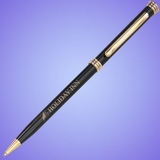 Custom Slim Line Pen- Gold Accent-Black
