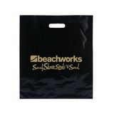 Custom Black 2.5 Mil Low Density White Film Bag w/ Patch Handle (16