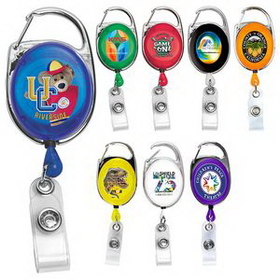 Custom 30" Cord 4 Color Process Retractable Carabiner Style Badge Reel And Badge Holder