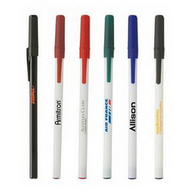 Custom Classic Stick Pen w/White Barrel, 5.75" L