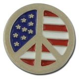 Custom Peace Symbol with American Flag Lapel Pin, 3/4