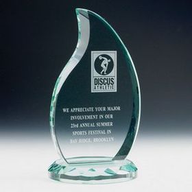 Custom Cut Beveled Jade Glass Flame Award