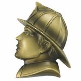 Blank Antique Brass Hand Painted Resin Fireman Head Plaque Mount (5 1/2