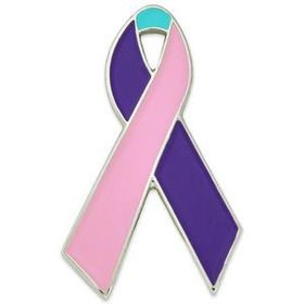 Blank Thyroid Cancer Awareness Ribbon Pin, 5/8" W x 1" H