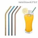 Custom 0.30 Inch Wide Bent Metal Straws, 8.5 Inch Length, 0.30 Inch Diameter, 215*8 MM, 0.30
