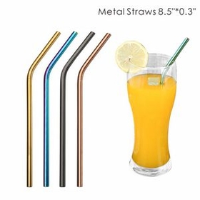 Custom 0.30 Inch Wide Bent Metal Straws, 8.5 Inch Length, 0.30 Inch Diameter, 215*8 MM, 0.30" Diameter x 8.5" H