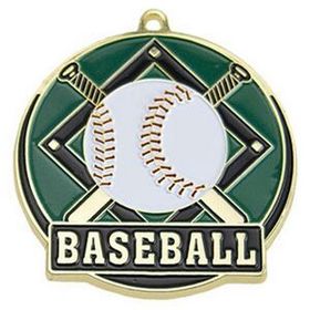 Custom 2" High Tech Medallion Baseball In Gold