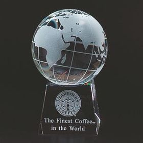 Custom Optical Cut Crystal Globe Award (5")