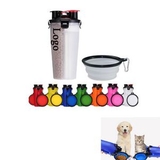 Custom 2 in 1 Portable Pet Food Water Bottle With Folding Bowls