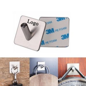 Custom Stainless Steel Adhesive Hook, 1.77"" L x 1.77"" W