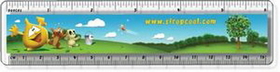 Custom .060 Clear Plastic Rulers, InkJet Full Color + white, (1.5" x 6.25")Round corners