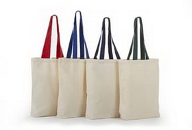 Custom Cotton Canvas Bag w/ Color Handles & Gusset, 15" L x 16" H x 3" D