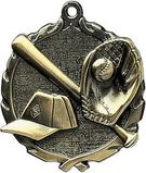 Custom Sculptured Baseball Medal, 2.5