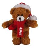 Custom Soft Plush Mocha Teddy Bear with Christmas Scarf and Hat 12