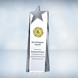 Custom Color Imprinted Metal Star Tower Optical Crystal Award (10 1/4