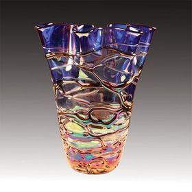 Custom 14" Hand Blown Art Glass Vase