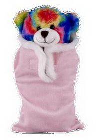 Custom Soft Plush Tie Dye Bear in Baby Sleeping bag 12"