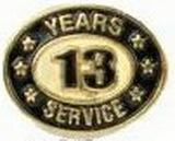 Custom Stock Die Struck Pin (13 Years Service)