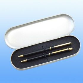 Custom Brass Pen & Pencil Set In A Metal Box
