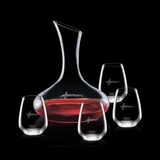 Custom 42 Oz. Cimarron Crystalline Carafe W/ 4 Stemless Wine Glasses
