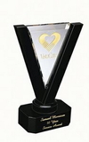 Custom 114-CS003LA  - Royal Victory Award-Clear and Black Optic Crystal