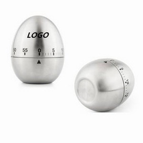 Custom Stainless steel egg shaped kitchen timer, 2 1/3" L x 2 1/3" W