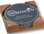 Custom Round Leather Cork Back Coaster Set of 4 w/ Cherry or Walnut Wood Stand, Price/4 piece
