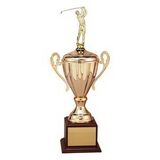 Custom 17 1/2' Ravenna Trophy Series w/Gold Metal Cup & Wood Base (Takes Figure)
