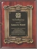 Blank Rosewood Piano Finish Plaque w/ Antique Bronze Casting & Black Engraving Plate (12